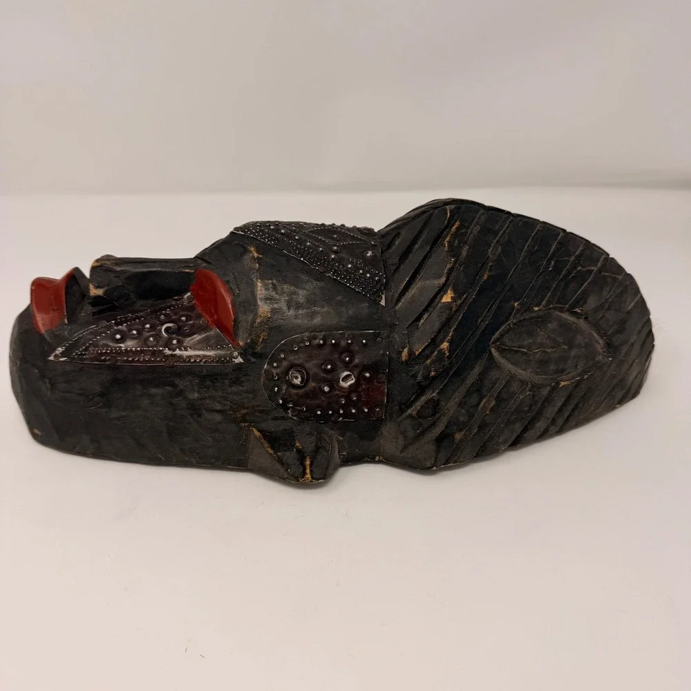 Vintage Marka Mali Tribal Mask Hand Carved Wood Brass Metal African Art‎ 14